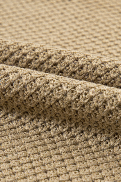 Strukturierter Rollkragenpullover mit kurzen Ärmeln in Hellkhaki