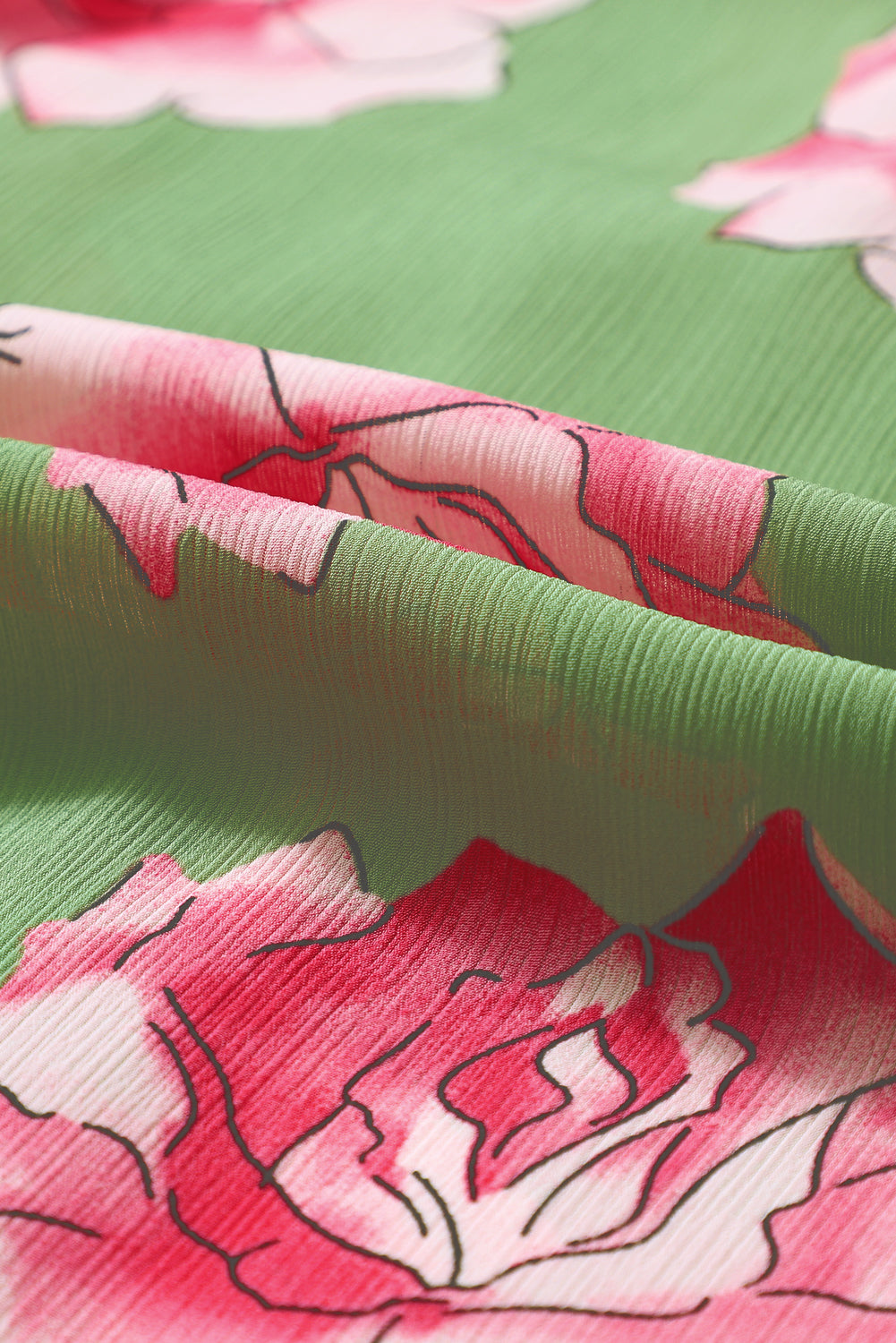 Grünes Hemd mit Puffärmeln und Blumenmuster