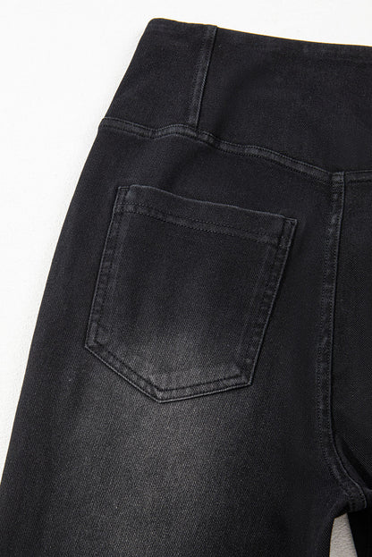 Schwarze, dehnbare Jeggings mit gewölbter Taille und schmaler Passform
