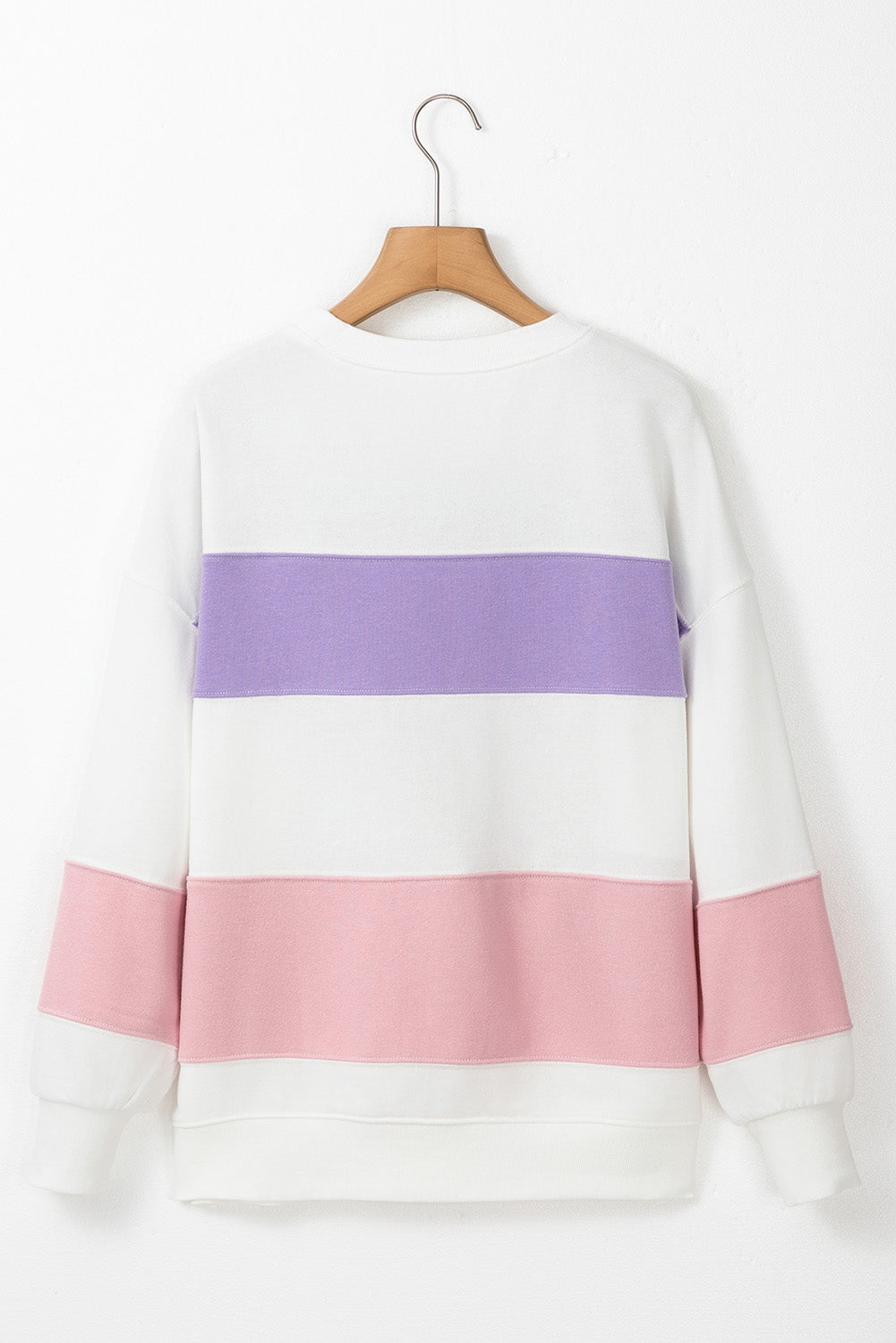 Beiges Sweatshirt mit Rundhalsausschnitt und Patchwork-Farbblockdesign mit überschnittener Schulter