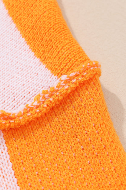Orange karierter Pullover mit Bischofsärmeln