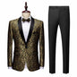 Men's Floral Suit Trousers Suit Slim-fit Banquet Stage Wear