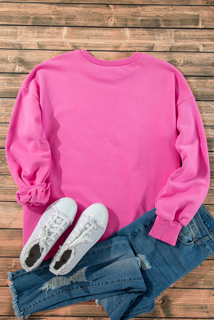 Bonbon – Einfarbiges Sweatshirt mit Fleecefutter und überschnittener Schulterpartie und hohem Bund
