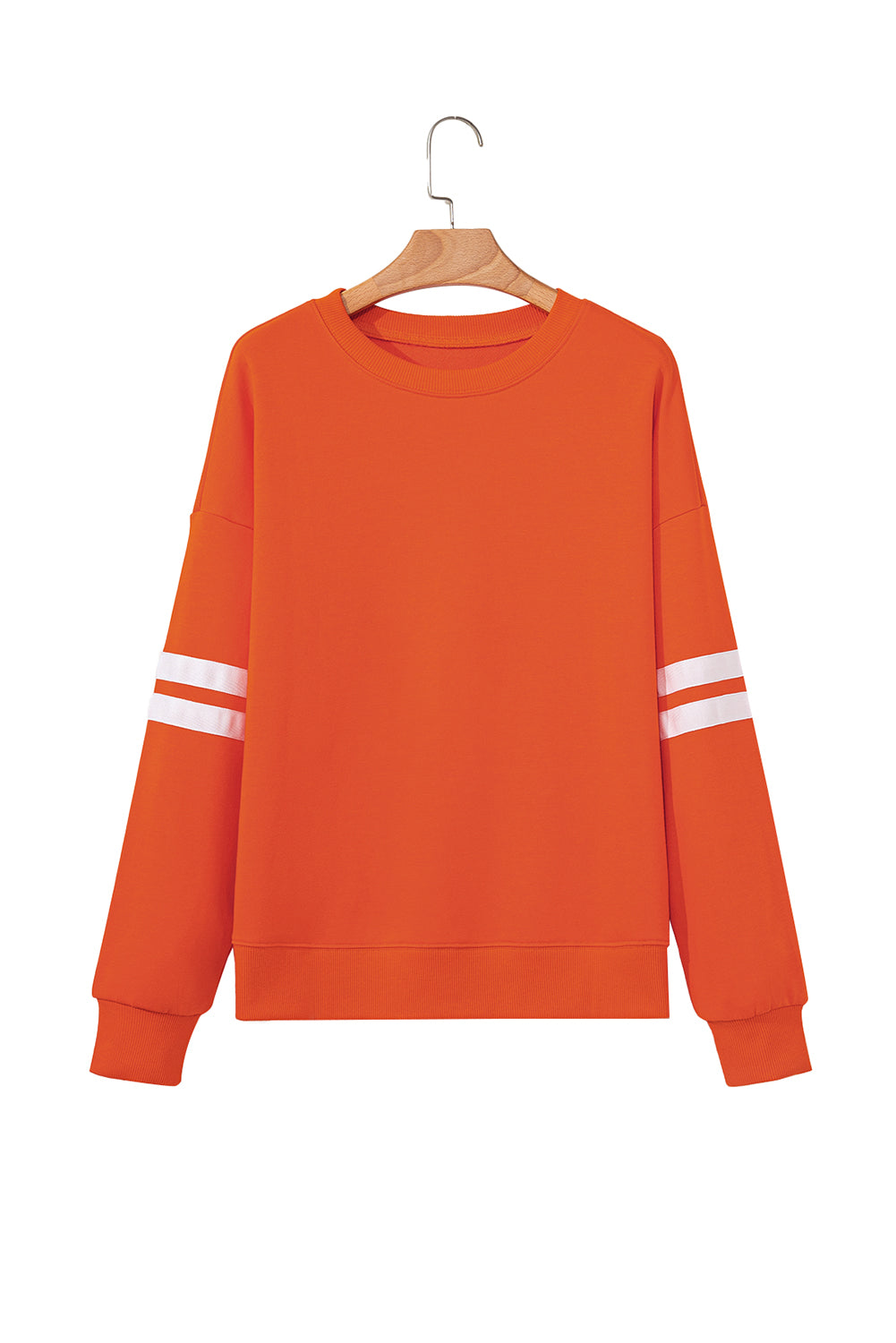 Orangefarbenes Oversize-Sweatshirt mit College-Streifen und überschnittener Schulter