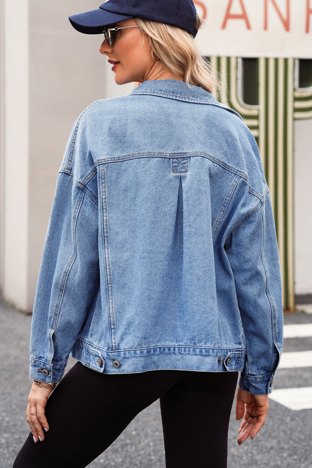 Wild Wind Washed Oversize-Jeansjacke mit Taschen