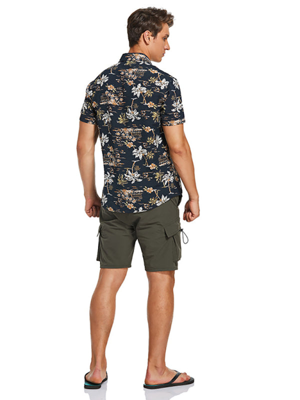 Men's Hawaiian Shirt Short Sleeves Printed Button Down Summer Beach Dress Shirts