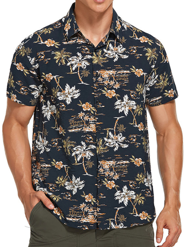 Men's Hawaiian Shirt Short Sleeves Printed Button Down Summer Beach Dress Shirts