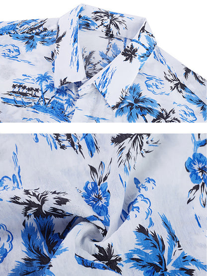 Men's Hawaiian Shirt Short Sleeves Printed Button Down Summer Beach Dress Shirts