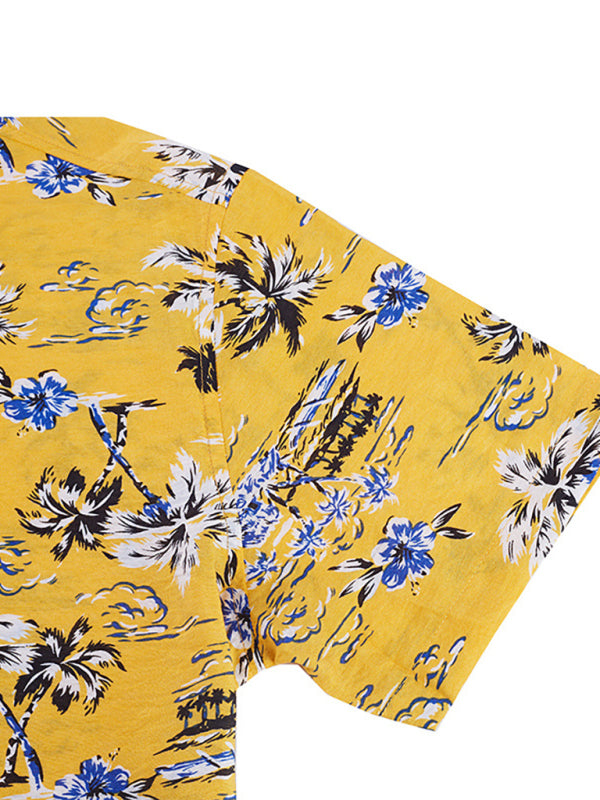 Men's Hawaiian Shirt Short Sleeves Printed Button Down Summer Beach Dress Shirts