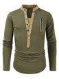 Men's New Outdoor Tactical Zipper Colorblock Henley Collar Long Sleeve T-Shirt