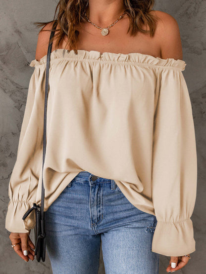 One-neck chiffon shirt solide farbe pullover sexy off-die-schulter top 