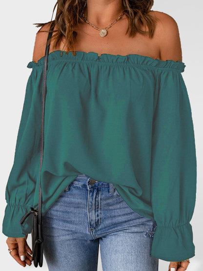 One-neck chiffon shirt solide farbe pullover sexy off-die-schulter top 