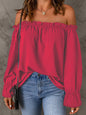One-neck chiffon shirt solide farbe pullover sexy off-die-schulter top 