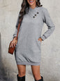 Neues langärmliges, einfarbiges Sweatshirtkleid für Damen 