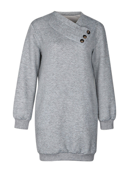 Neues langärmliges, einfarbiges Sweatshirtkleid für Damen 
