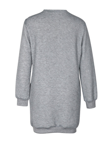 Neues langärmliges, einfarbiges Sweatshirtkleid für Damen 