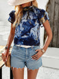 Neue modische Damen-Freizeit-Kurzarm-Tops mit Print 