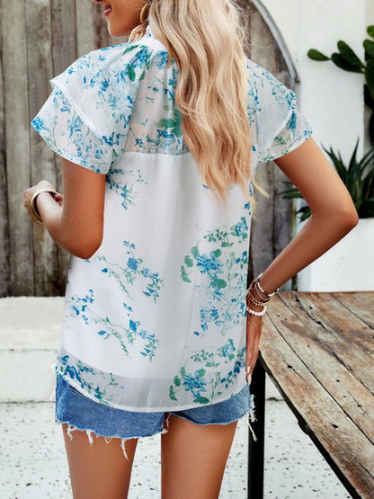 Neue modische Damen-Freizeit-Kurzarm-Tops mit Print 