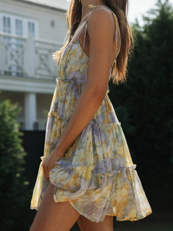 Neues sexy Strapskleid im Resort-Stil mit Aufdruck 