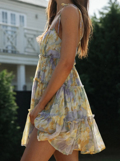 Neues sexy Strapskleid im Resort-Stil mit Aufdruck 