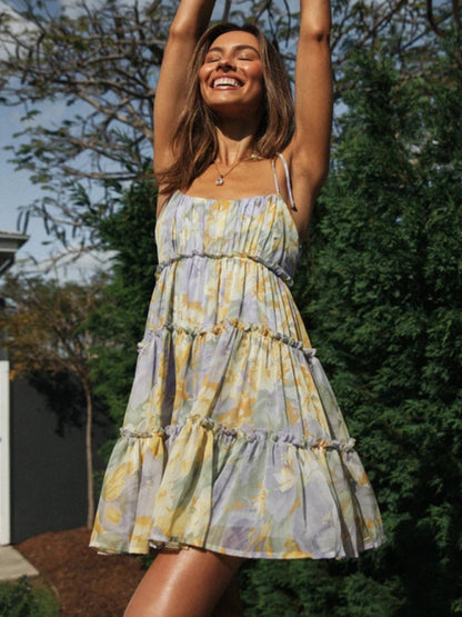 Neues sexy Strapskleid im Resort-Stil mit Aufdruck 