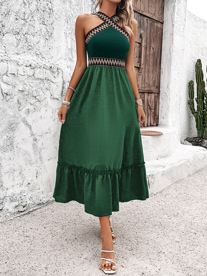 Neues elegantes Neckholder-Kleid mit hoher Taille 