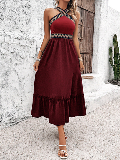 Neues elegantes Neckholder-Kleid mit hoher Taille 