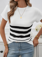 Damen Frühling und Sommer Temperament Schmal Gestreifter Pullover 