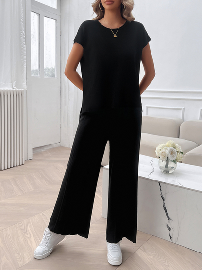 Lässiges, einfarbiges Pullover-Set für Damen 