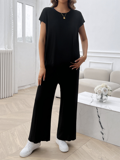Lässiges, einfarbiges Pullover-Set für Damen 