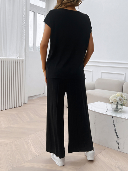 Lässiges, einfarbiges Pullover-Set für Damen 