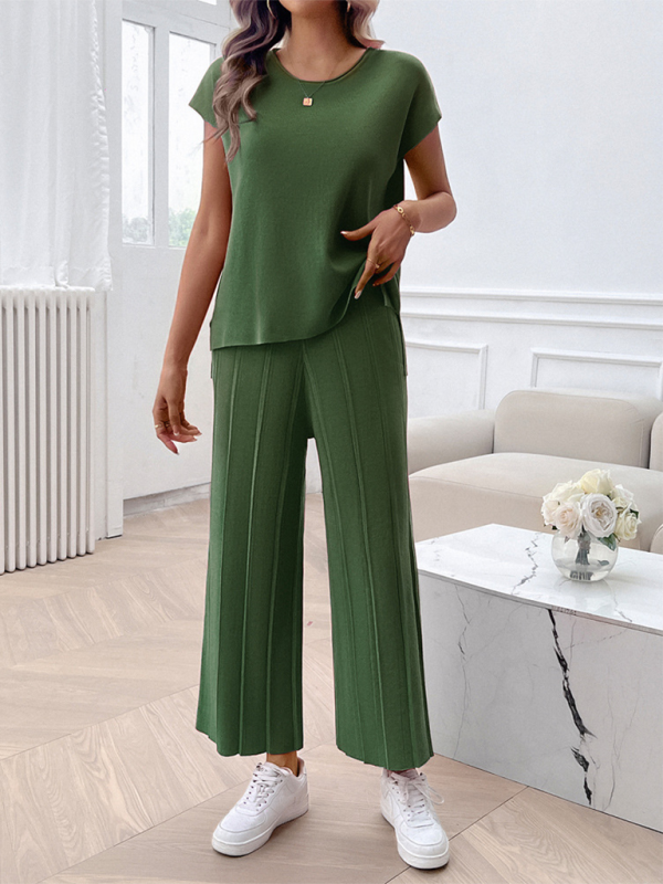 Lässiges, einfarbiges Pullover-Set für Damen 