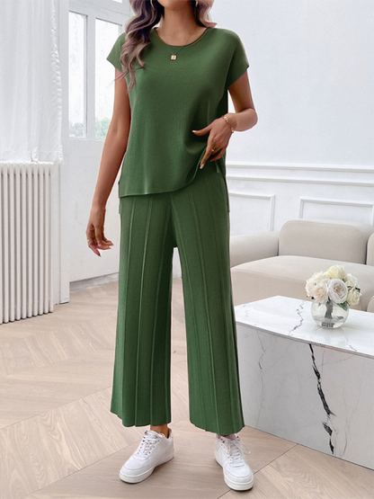 Lässiges, einfarbiges Pullover-Set für Damen 