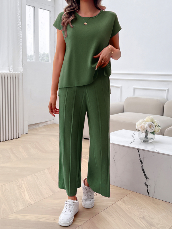 Lässiges, einfarbiges Pullover-Set für Damen 