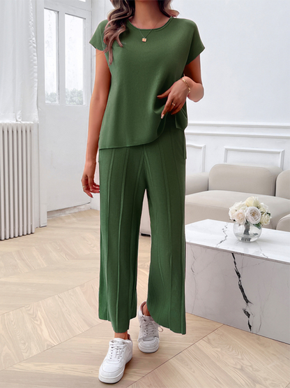 Lässiges, einfarbiges Pullover-Set für Damen 