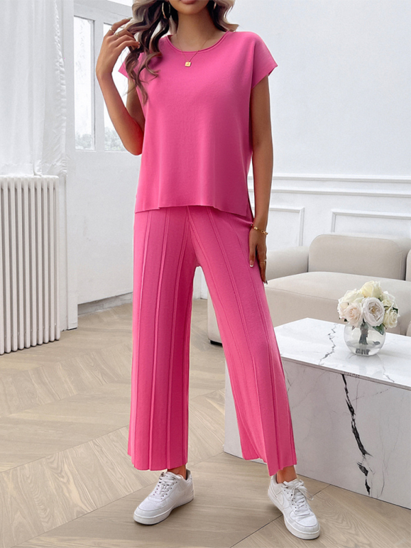 Lässiges, einfarbiges Pullover-Set für Damen 