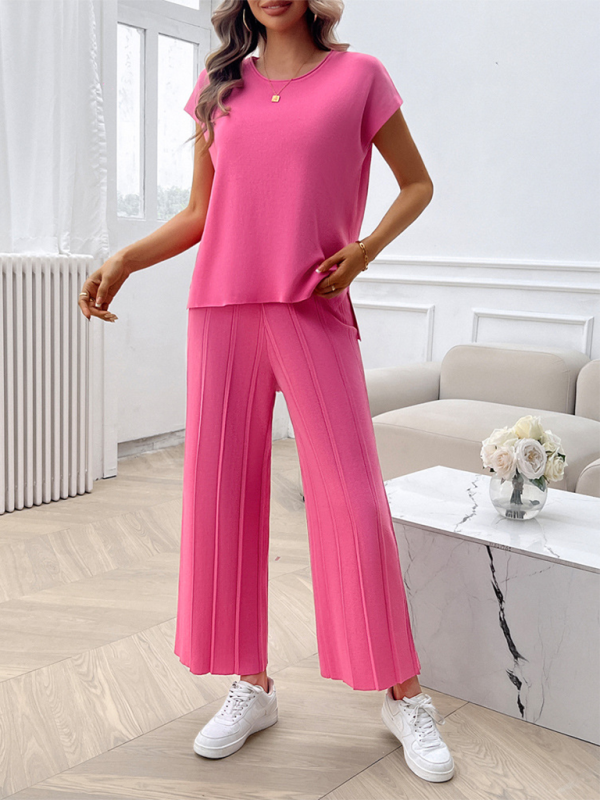 Lässiges, einfarbiges Pullover-Set für Damen 