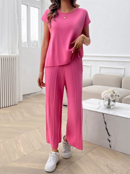 Lässiges, einfarbiges Pullover-Set für Damen 