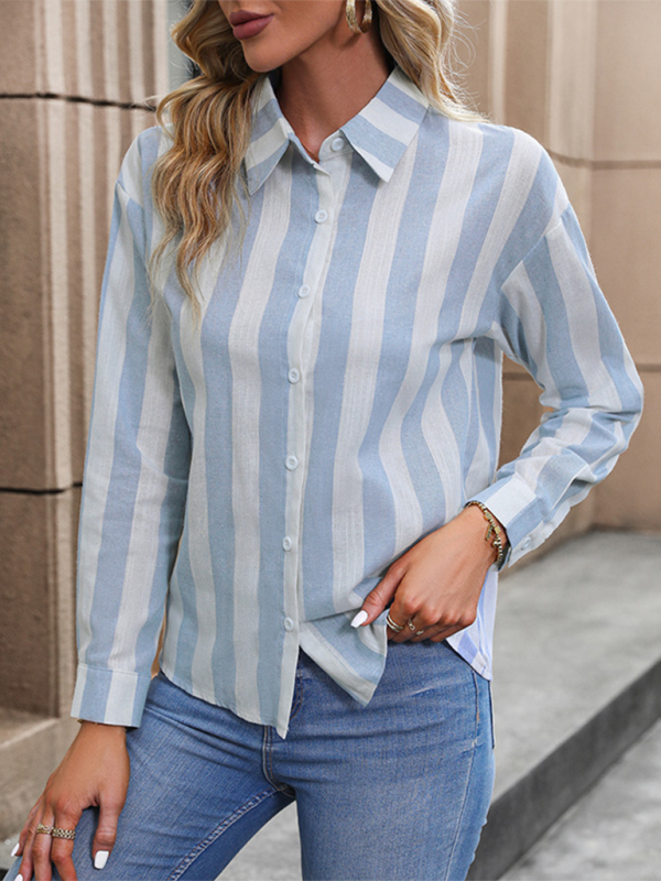 Neue Strickjacke Langarm Pendler gestreiftes Hemd 
