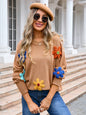 Damen neuer floraler lockerer Rundhalspullover 