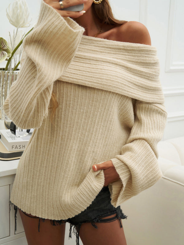 Damen Pullover mit lockeren Schultern und langen Ärmeln 