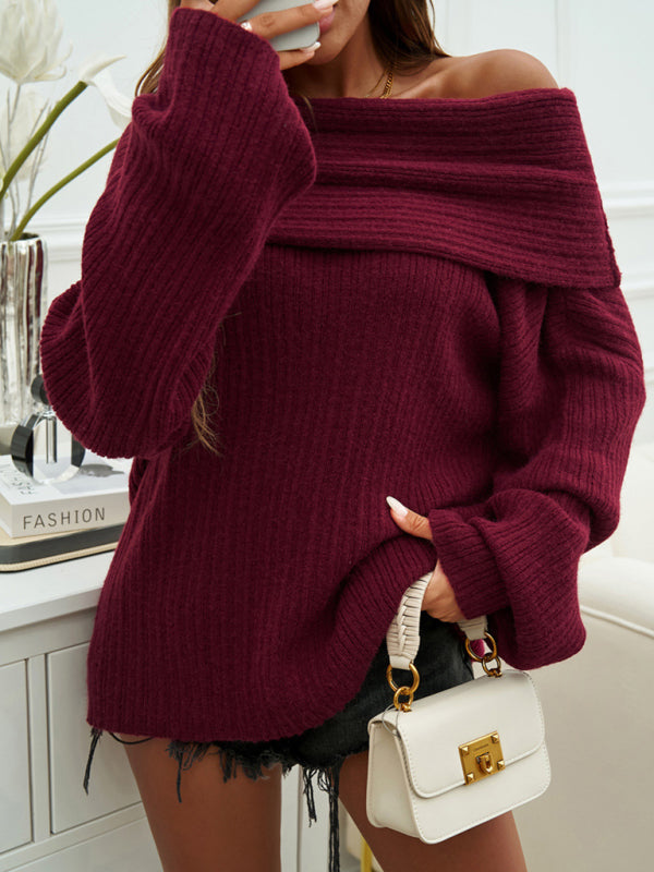 Damen Pullover mit lockeren Schultern und langen Ärmeln 