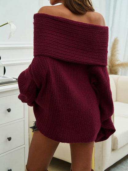 Damen Pullover mit lockeren Schultern und langen Ärmeln 