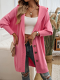 Lässige, lockere Strickjacke mit Knopfleiste und Kapuze 