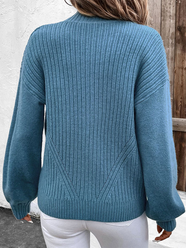 Einfarbige Strickjacke mit Stehkragen 