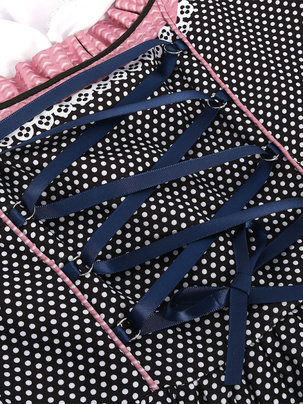 Deutscher Münchner Oktoberfest-Bierrock mit rosa Karomuster, Cosplay-Bühnenkostüm 