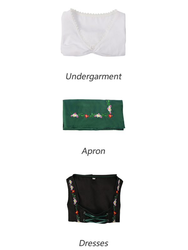 Deutsches Münchner Oktoberfest-Bierrock mit Stickerei und Schnürung, Cosplay-Bühnenkostüm 