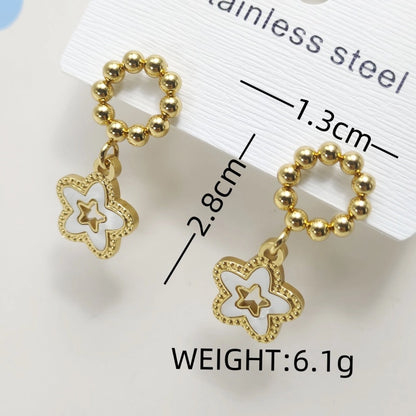 1 Pair IG Style Sweet Commute Pentagram Heart Shape 304 Stainless Steel 18K Gold Plated Drop Earrings
