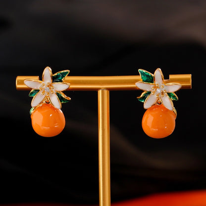 1 Piece Cute Hip-Hop Commute Pumpkin Floral Plating Copper Zircon 18K Gold Plated Drop Earrings