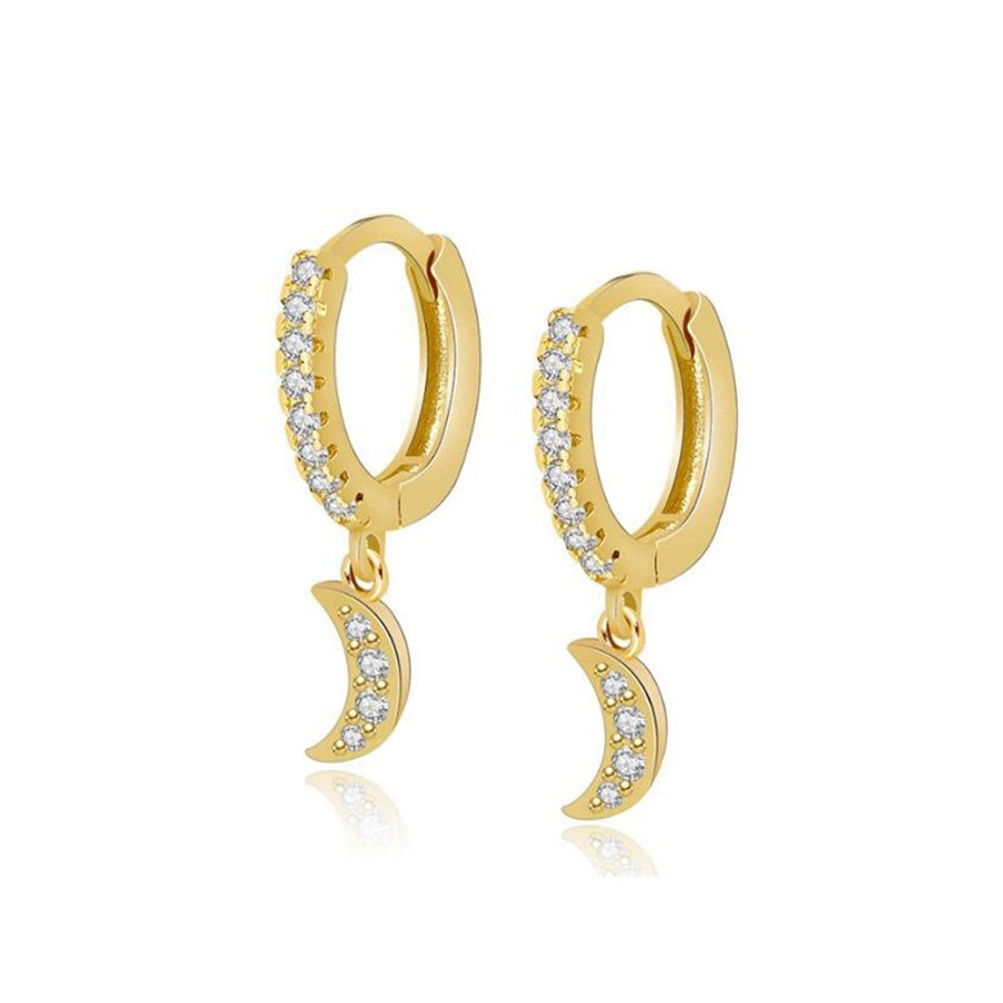 1 Pair Retro Star Moon Flower Copper Drop Earrings